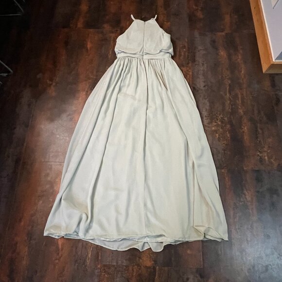 JJ's House Pale Sage Lined Sleeveless Halter Bridesmaid/Prom Gown w/Sash Sz 2 - Picture 9 of 13